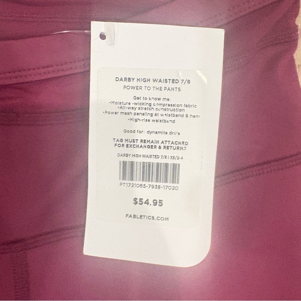 Fabletics NWT $55 Darby High-Waisted 7/8 Leggings Deep Plum XS high waist - Picture 4 of 10